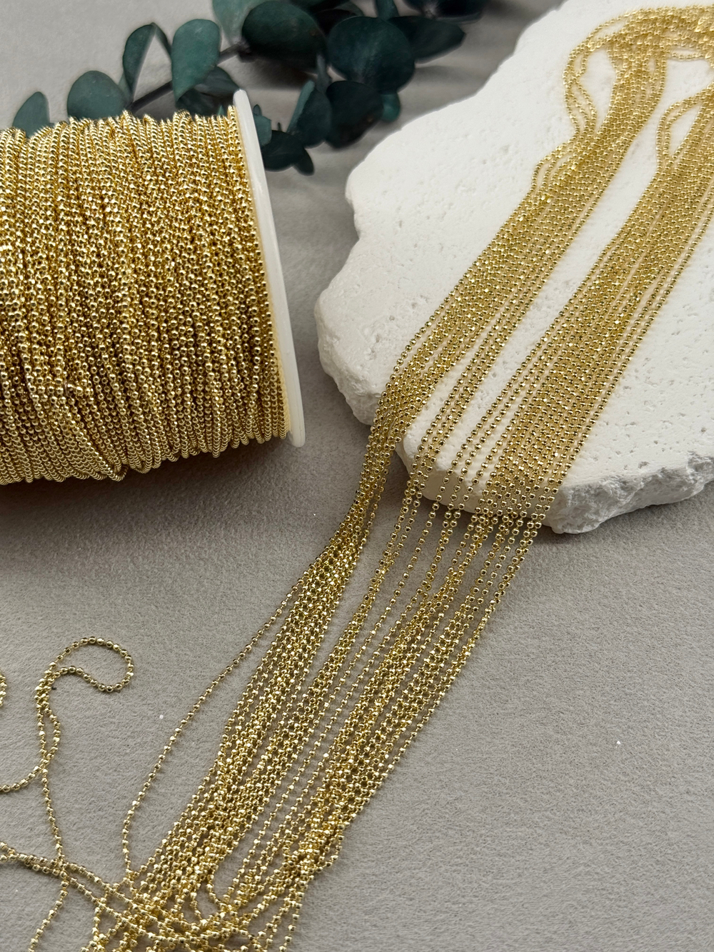 Цепочка «Шарик» позолота 14k, звено 1.2 мм, 2 метра