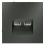 Розетка компьютерная встраиваемая двойная RJ45+RJ45 кат.6, (титан) Voltum S70 VLS060206