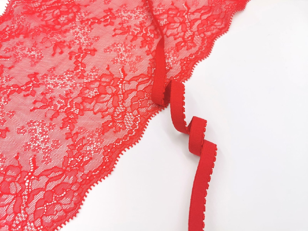 Отделочная резинка с фестонами, красный, 12 мм (Арт: OTR641/12A-100), м