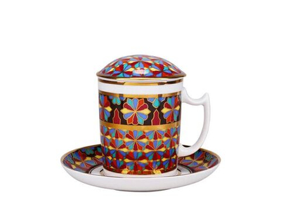 Бокал с блюдцем и с крышкой 380 мл форма Снежное утро рисунок Готический 1 арт. 81.25191.00.1