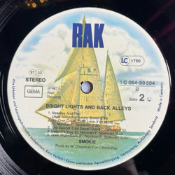 Винтажная виниловая пластинка LP Smokie Bright Lights and Back Alleys (Germany 1977) Needles And Pins