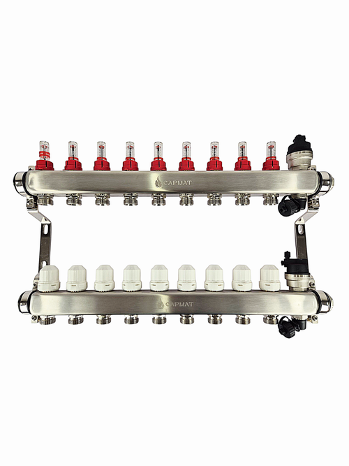 Коллекторная группа с расходомерами САРМАТ 1"x3/4" 9 вых. нерж с в /о SS2200 (CN)
