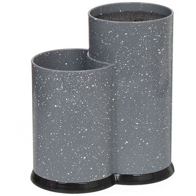 Подставка для ножей, пластик, цилиндр двойная, 11х17х22 см, серый гранит, Y4-2759