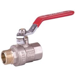 Кран VIEIR шаровый 11/4 ВН, красная ручка, никель (36/6) VR202-04