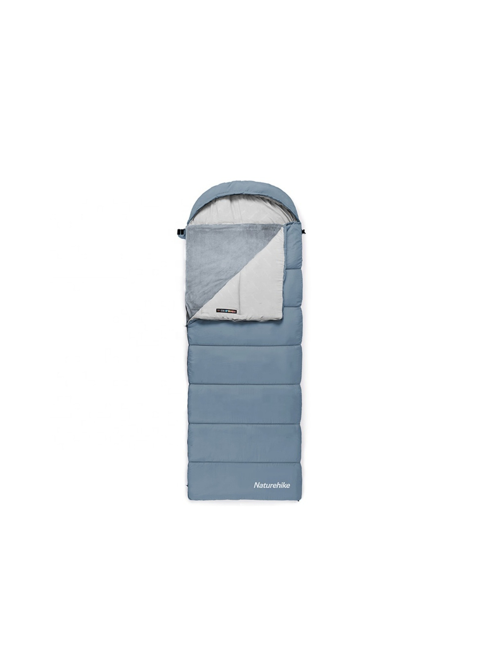 Мешок спальный Naturehike Envelope M400 с подогревом, (190+30)х80 см,(правый)(ТК: -1C), серо-голубой