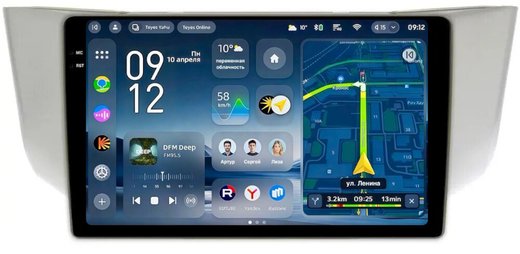 Магнитола для Toyota Harrier XU30 2003-2013, Lexus RX U30 2003-2009 (монохром, рамка вниз) - Teyes CC4-PRO монитор 9.5" 2K QLED на Android 13, Snapdragon 778G, AI, CarPlay, DSP, 4G SIM-слот