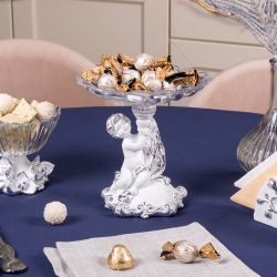 Фруктовница Эдем Белая с чашей из стекла