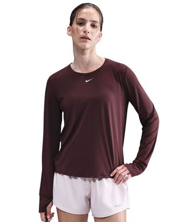 Женская теннисная футболка с длинным рукавом Nike One Classic Dri-FIT Long Sleeve - burgundy crush/white