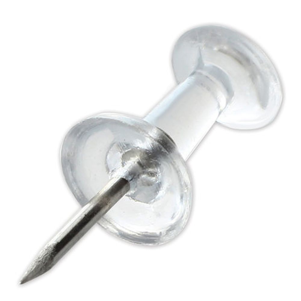 Силовые кнопки-гвоздики прозрачные STAFF "Manager", 50 шт., в картонной коробке, 227804