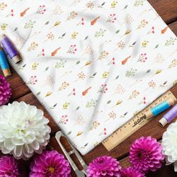 Ткань флис мелкие карандашные цветы на поле