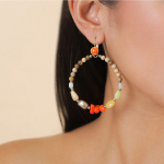 Серьги Nature Bijoux, Tivoli, с яшмой, говлитом, жадеитом и жемчугом, NB25.2-12-90223 (оранжевый)