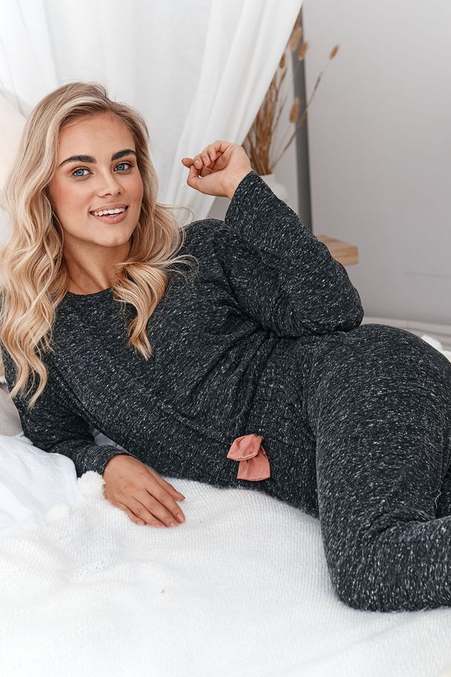Черная вискозная пижама Victoria