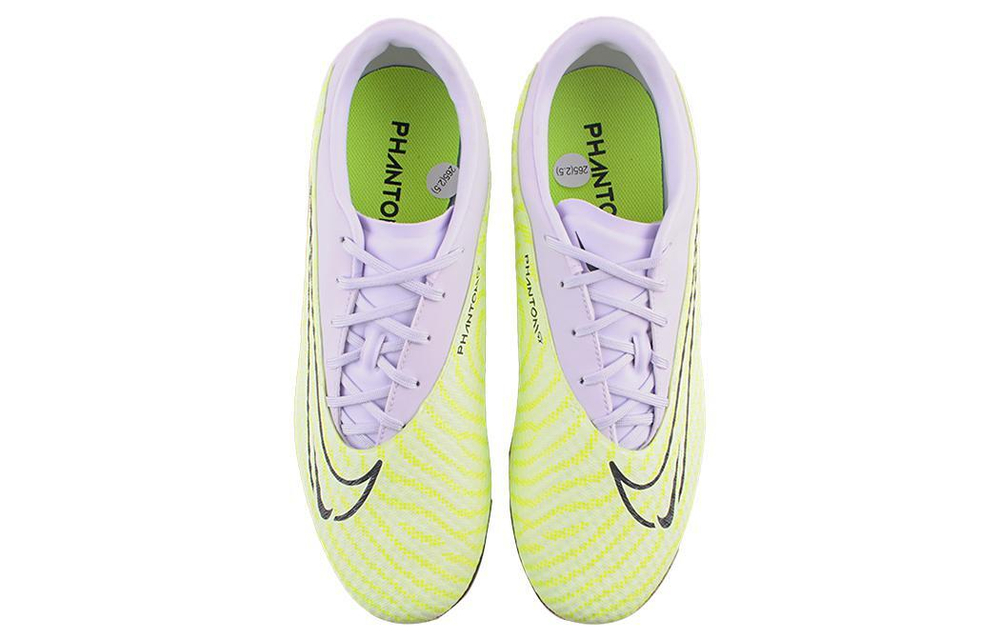 Nike Phantom GX Academy round head lace-up AG (rubber short nails) wear-resistant breathable football shoes for men and women the same fluorescent green