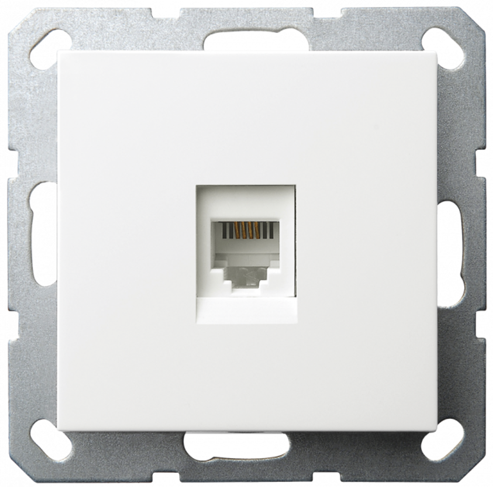 Интернет-розетка RJ45 с накладкой, цвет белый глянцевый