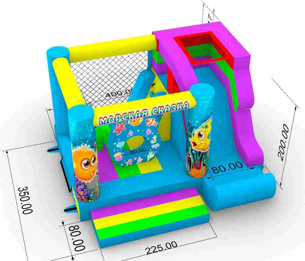 Коммерческий надувной батут «Подводный мир 2» 4*3,5*2,5 м