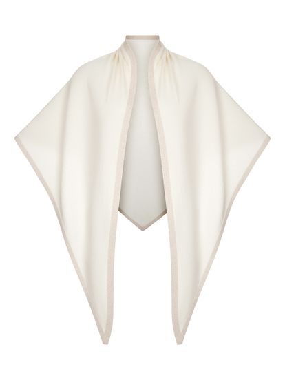 Женский платок молочного цвета из шерсти и кашемира - фото 1