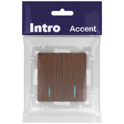 Выключатель Intro Accent 6-105-10 двойной с подсветкой, 10А-250В, IP20, СУ, AL/CU, венге | Intro