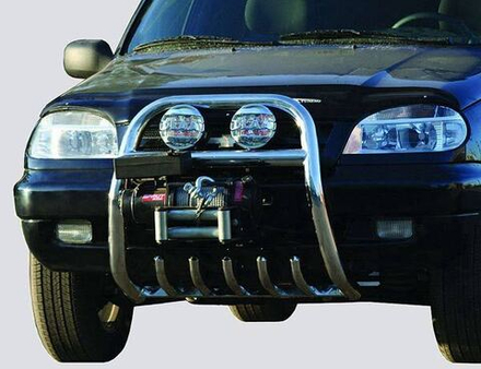 Защита переда под лебедку (Ø=63,5 мм) Chevrolet Niva (- 03.2009) (нержавеющая сталь)