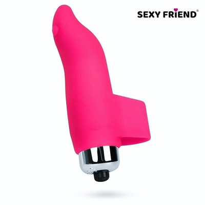 Ярко-розовая вибронасадка на палец (Цвет: ярко-розовый)