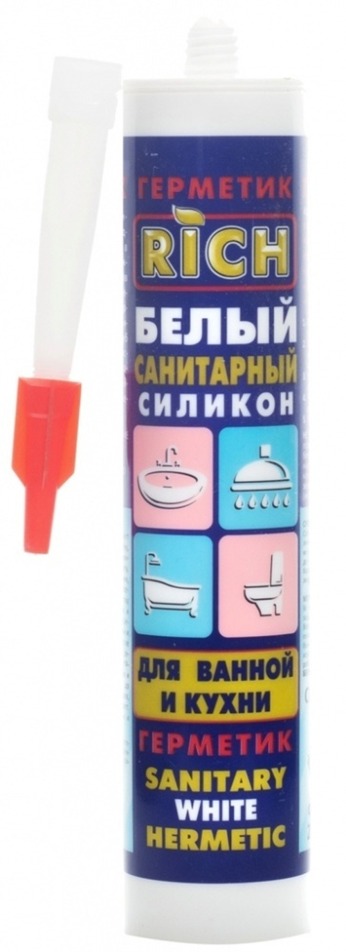 Силиконовый САНИТАРНЫЙ, БЕЛЫЙ герметик 280ml RiCH (24/1шт)