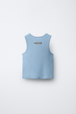 ZARA ОДНОТОННЫЙ ТОП PUKAS SURF, ЛИНЯЛЫЙ СИНИЙ
