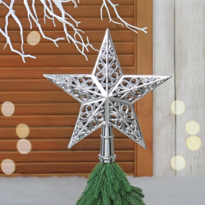 Звезда на ёлку 20 см «Зимний узор» серебро