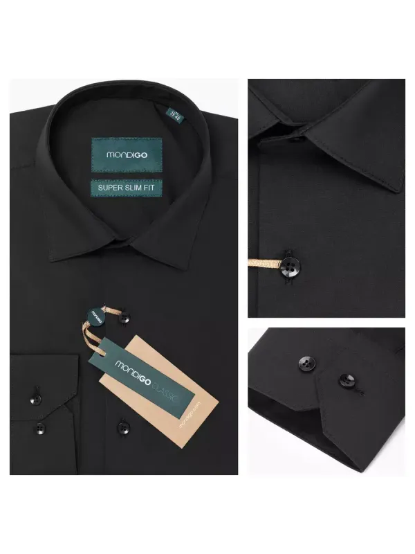 Рубашка приталенная с вытачками на спине SUPER SLIM FIT, черная