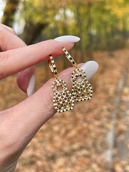 Серебряные серьги матрешки с фианитами хохлома