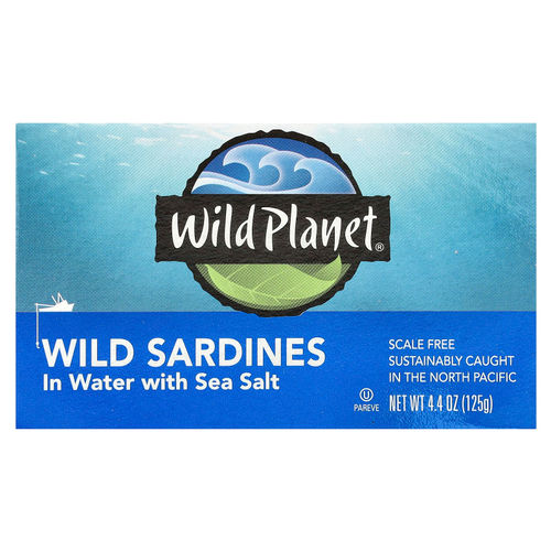 Wild Planet, Дикие сардины в жидкости с морской солью, 4,4 унции (125 г)