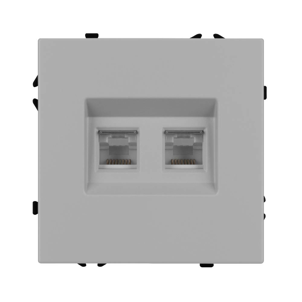 Механизм сдвоенной компьютерной розетки SCT-NOBE-MPC2-SFPL-IS (RJ-45, CAT6) (Arlight, Никель) 059451