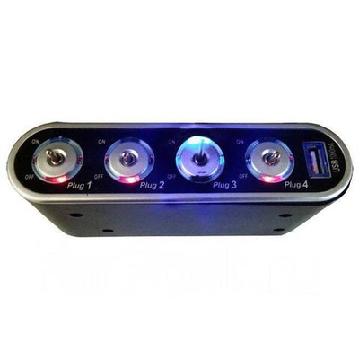 Автоприкуриватель WF-0307 на 4 гнезда+USB