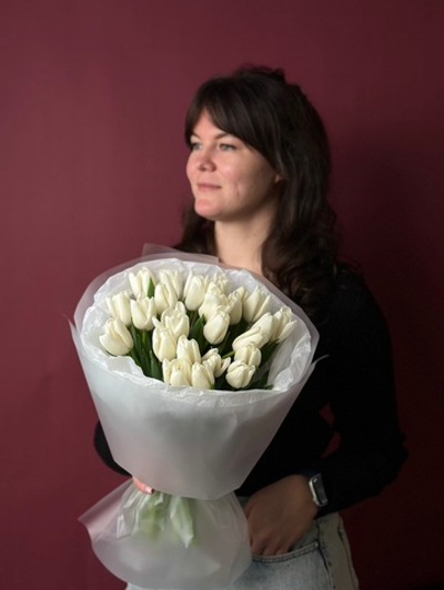 Букет белых тюльпанов "Альбатрос"