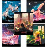 Тетрадь А5, 80 л., BRAUBERG, скоба, клетка, обложка картон, "Anime Girls", 404412, 5шт