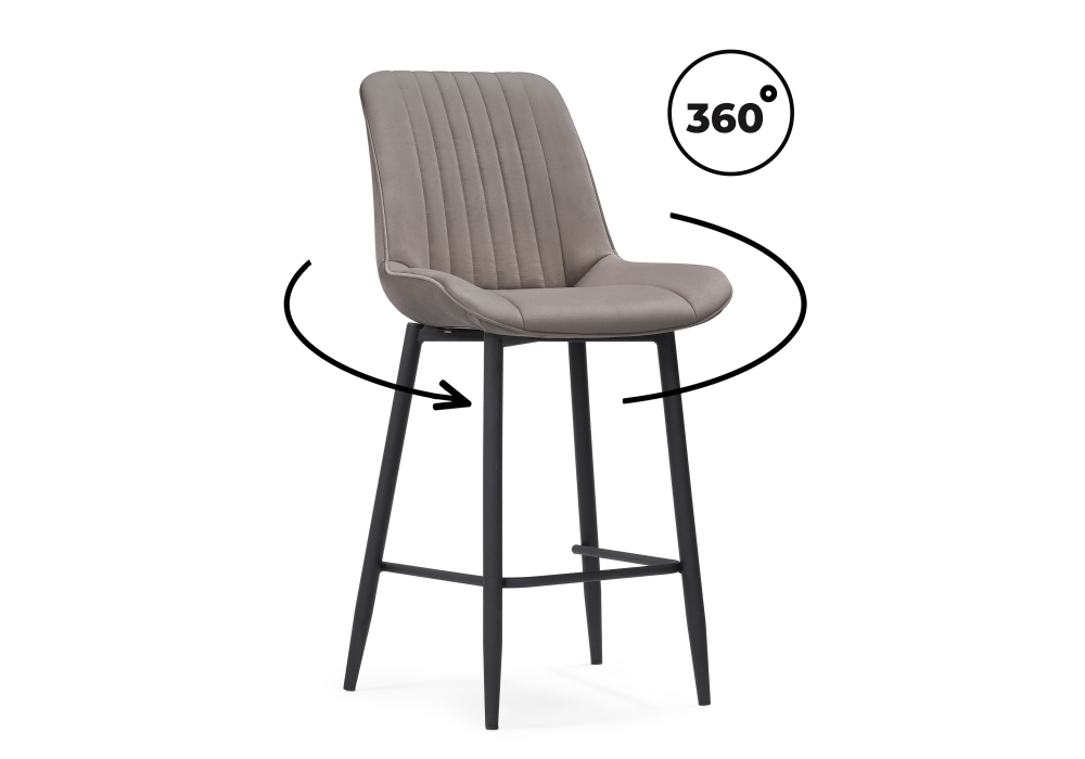 Барный стул Woodville Седа К крутящийся латте, черный, ножки черные