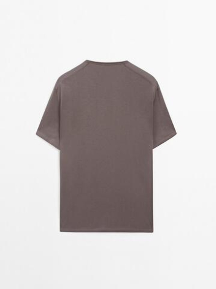 Massimo Dutti Легкая футболка из 100% хлопка, баклажанный