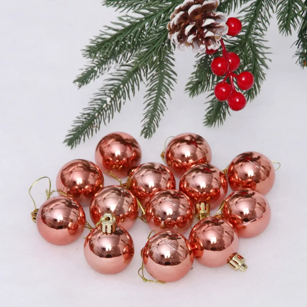 Новогодние шары 4 см (набор 24 шт) «Глянец», розовое золото
