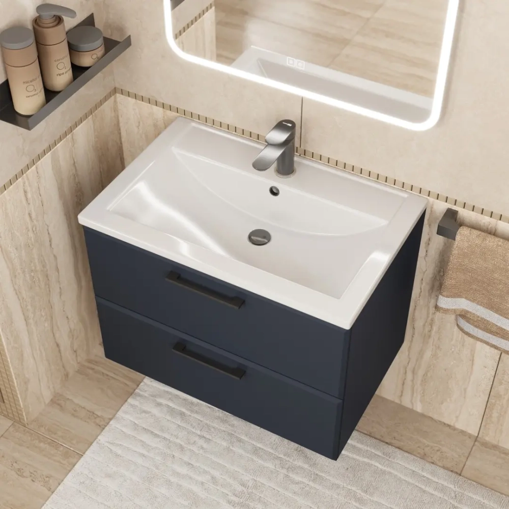 Тумба с раковиной для ванной Uperwood Foster New 70 см, подвесная, черная