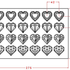 813-у | Форма для шоколадных конфет "Сердца и грани" (275*175 мм)