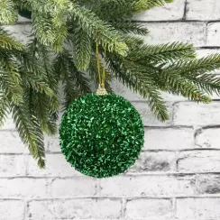 Шар новогодний Бисер 15 см., зеленый, пенопласт, Christmas DeLuxe (11871)