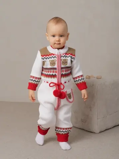 Вязаный комбинезон для новорожденных и малышей на молнии