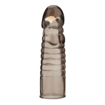 Дымчатая насадка-удлинитель Ribbed Realistic Penis Enhancing Sleeve Extension - 15,2 см. (Цвет: серый)