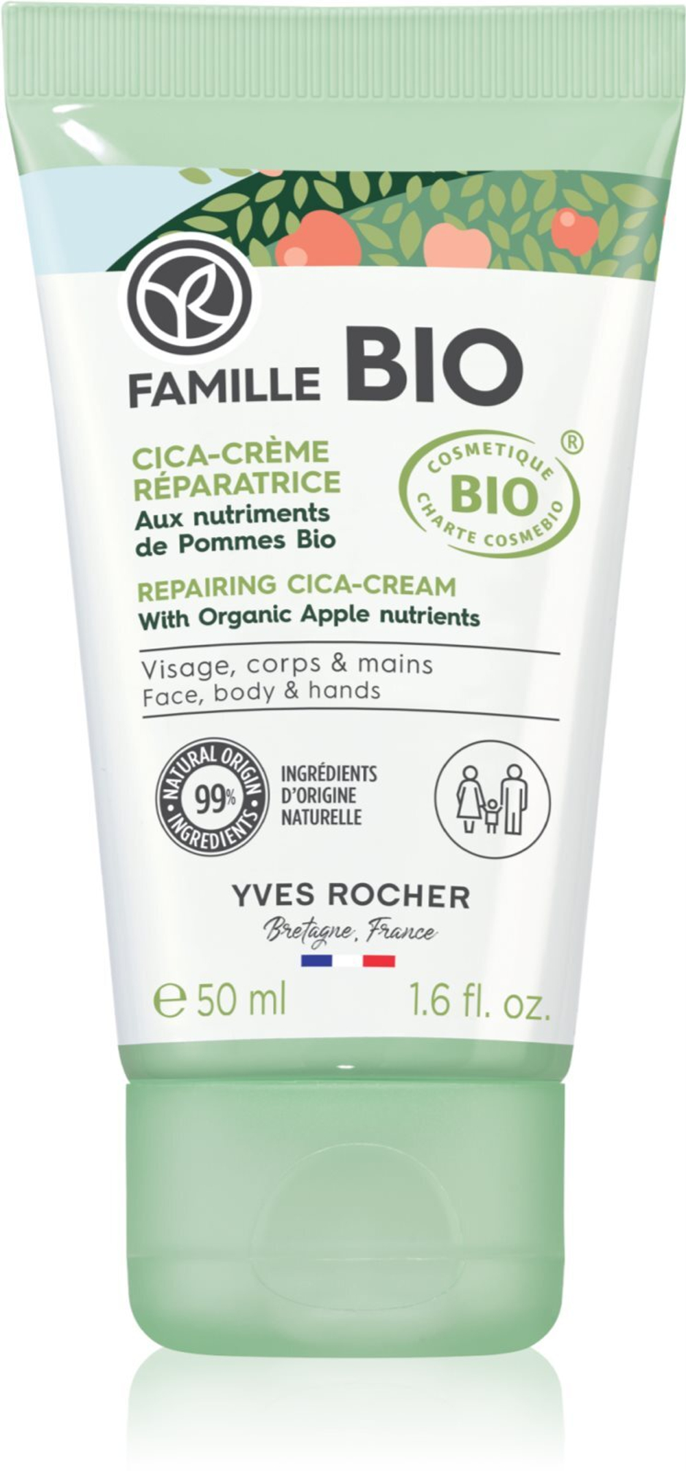 Yves Rocher FAMILLE BIO - обновляющий уход за лицом, руками и телом /  with Organic Apple 50  ml  / GTIN 3660005751030