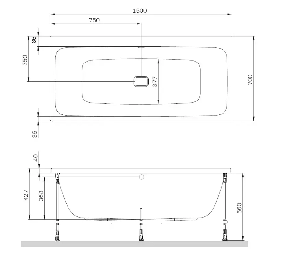 Акриловая ванна AM.PM Func (АМ.ПМ Фанк) 150x70, W84A-150-070W-A