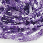 Аметист кубик, огранка, р-р 4.6 - 4.7мм, цена за нить 9.5см (1/4)