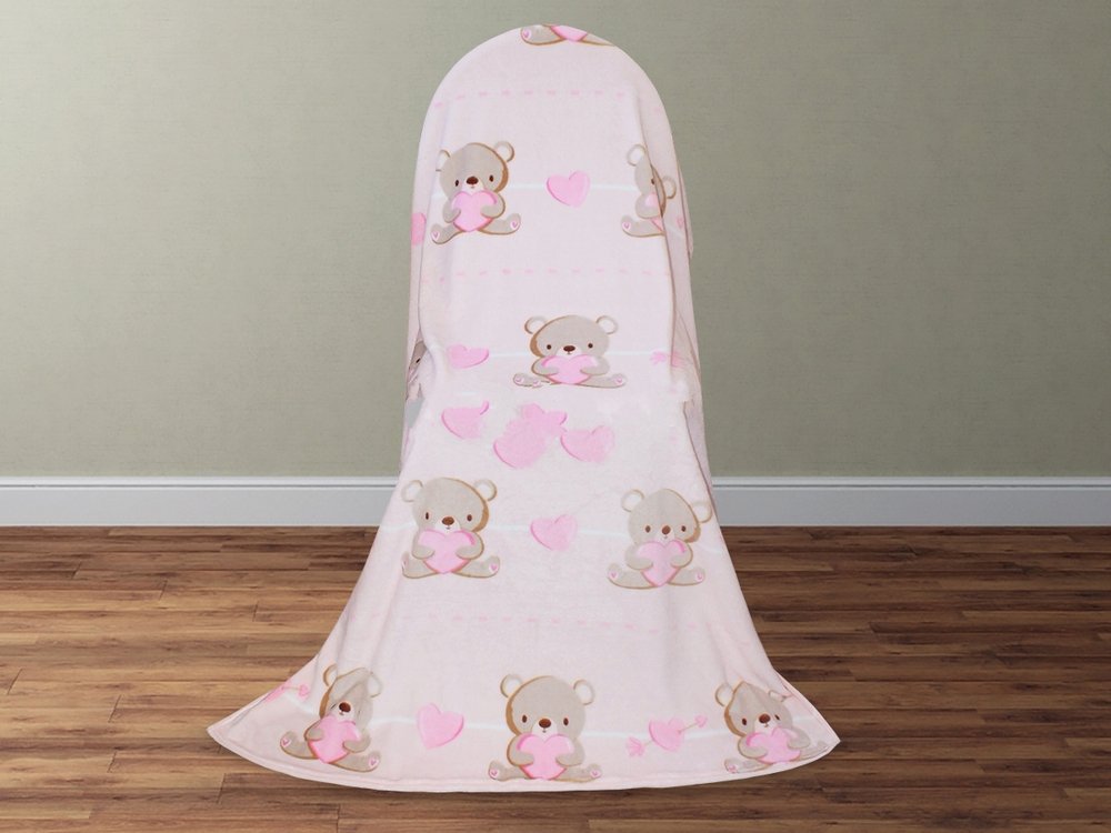 Мишка с сердцем Плед велсофт  100*140