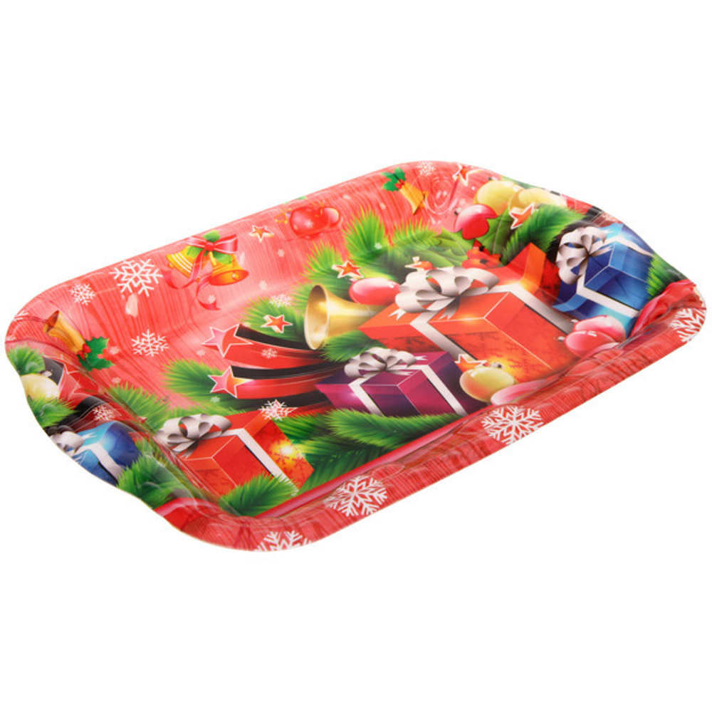 Поднос пластиковый «Новогодние подарки» 25*35см