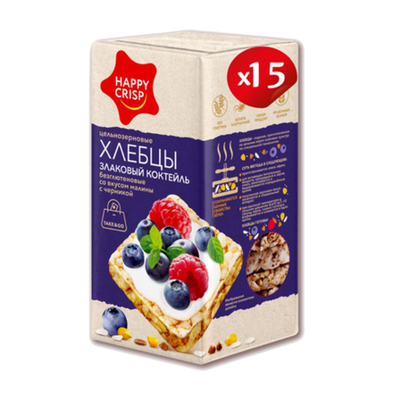 Хлебцы Злаковый коктейль со вкусом малины с черникой 60 гр