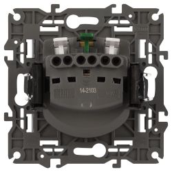 Розетка ЭРА Elegance 14-2103-16 2P+E Schuko со шторками с крышкой, 16А-250В, титан