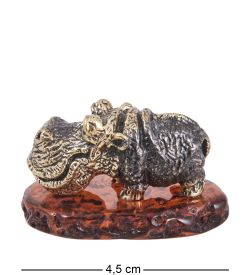 Народные промыслы AM-4022 Фигурка «Бегемот Валера» (латунь, янтарь)