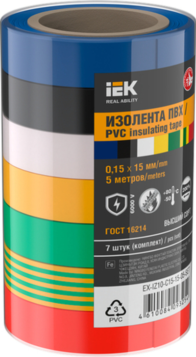 MIXTAPE 7 Изолента 0,15х15мм 5м (7шт/компл) IEK